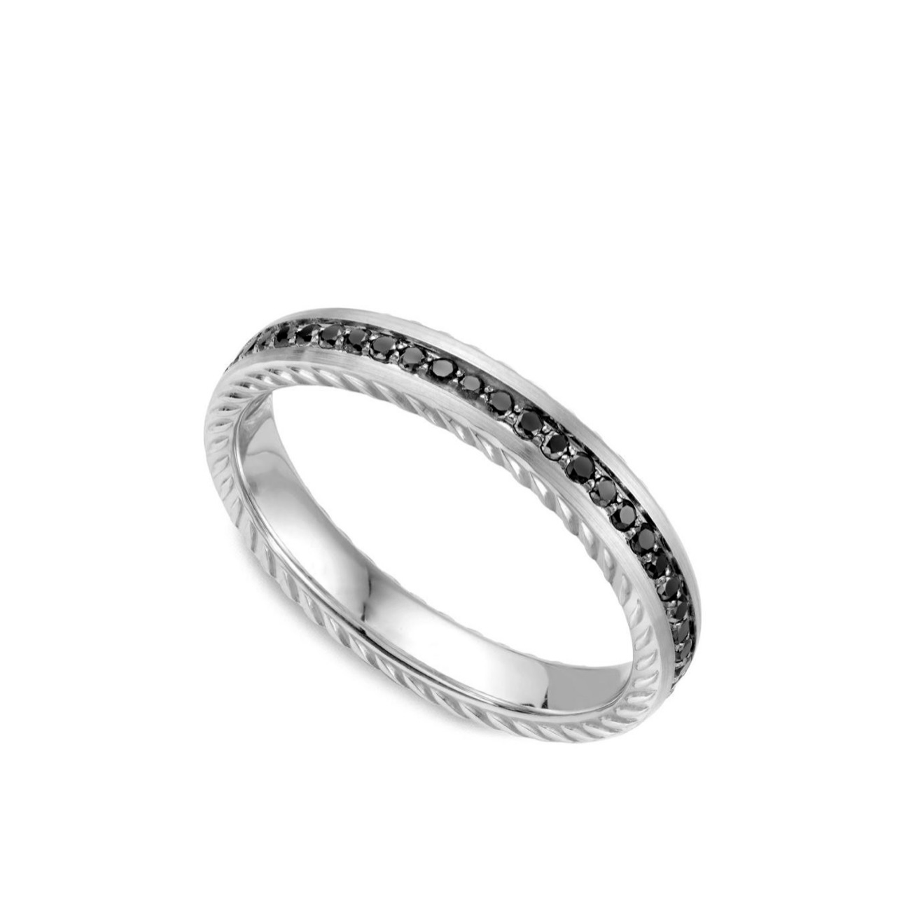 Обручальное кольцо с чёрными бриллиантами(0,80 ct.) из платины 950 пробы 