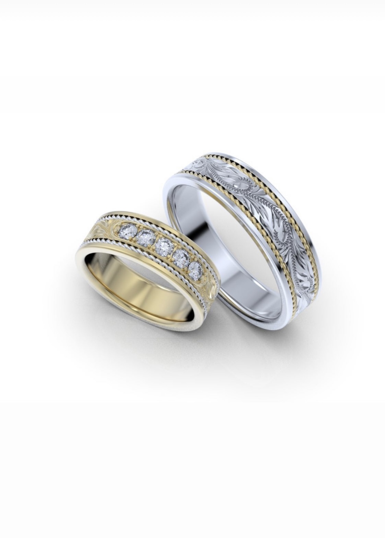Обручальные кольца с бриллиантами(0,30 ct ) из платины и золота