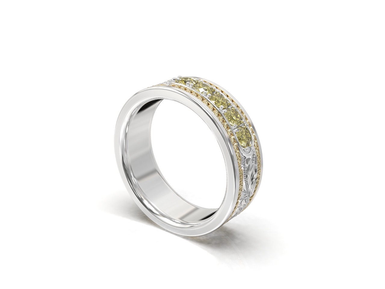 Обручальное кольцо с бриллиантами(0,25 ct) из платины и золота