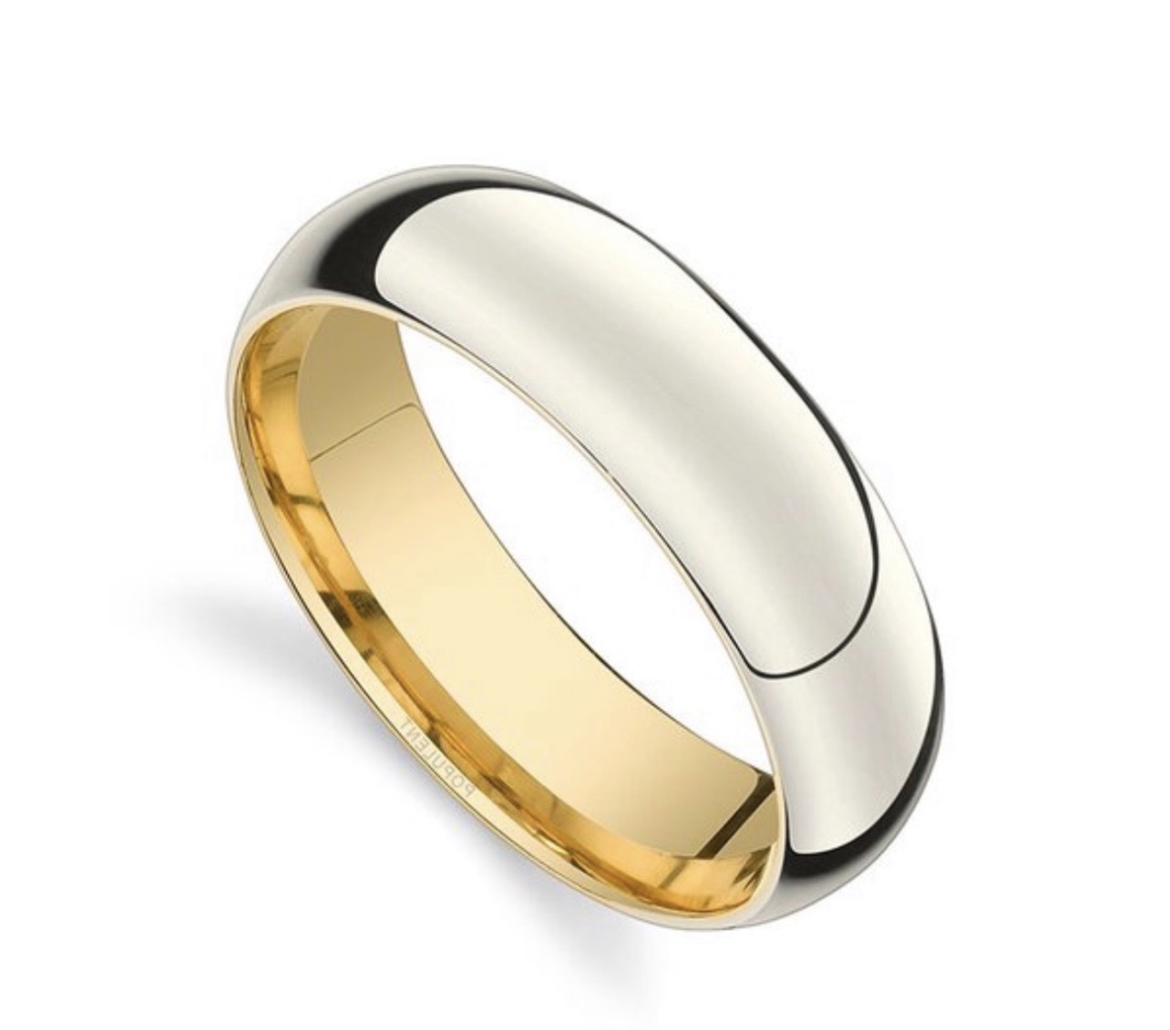 Обручальное кольцо из платины и золота(6,0 мм.)
