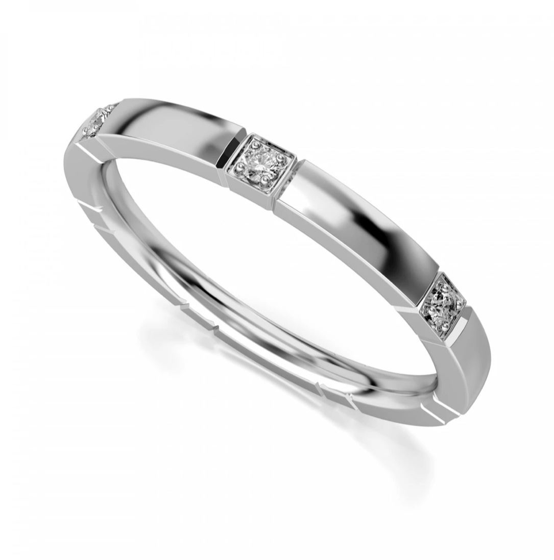 Обручальное кольцо с бриллиантами(0,105 ct) из платины