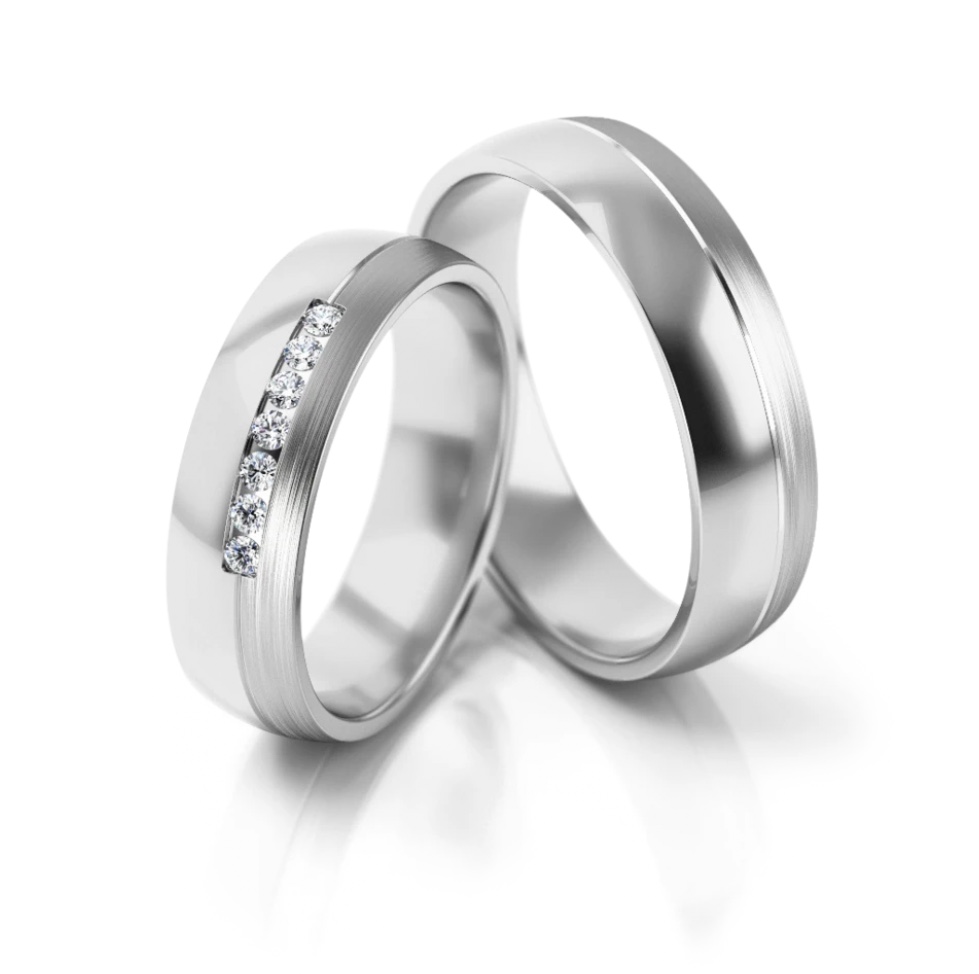Обручальные кольца с бриллиантами(0,049 ct.) из платины 950 пробы(5,0 мм.)