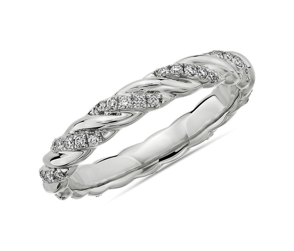 Обручальное кольцо с бриллиантами(0,25 ct.) из платины 950 пробы 