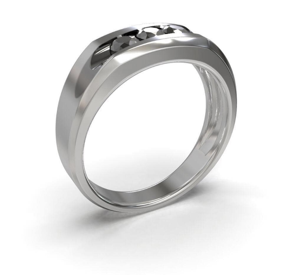 Мужское кольцо с чёрными бриллиантами(0,42 ct) из платины 