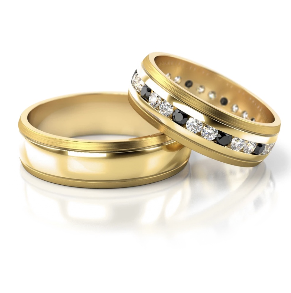 Обручальные кольца с бриллиантами(0,90 ct) из жёлтого золота