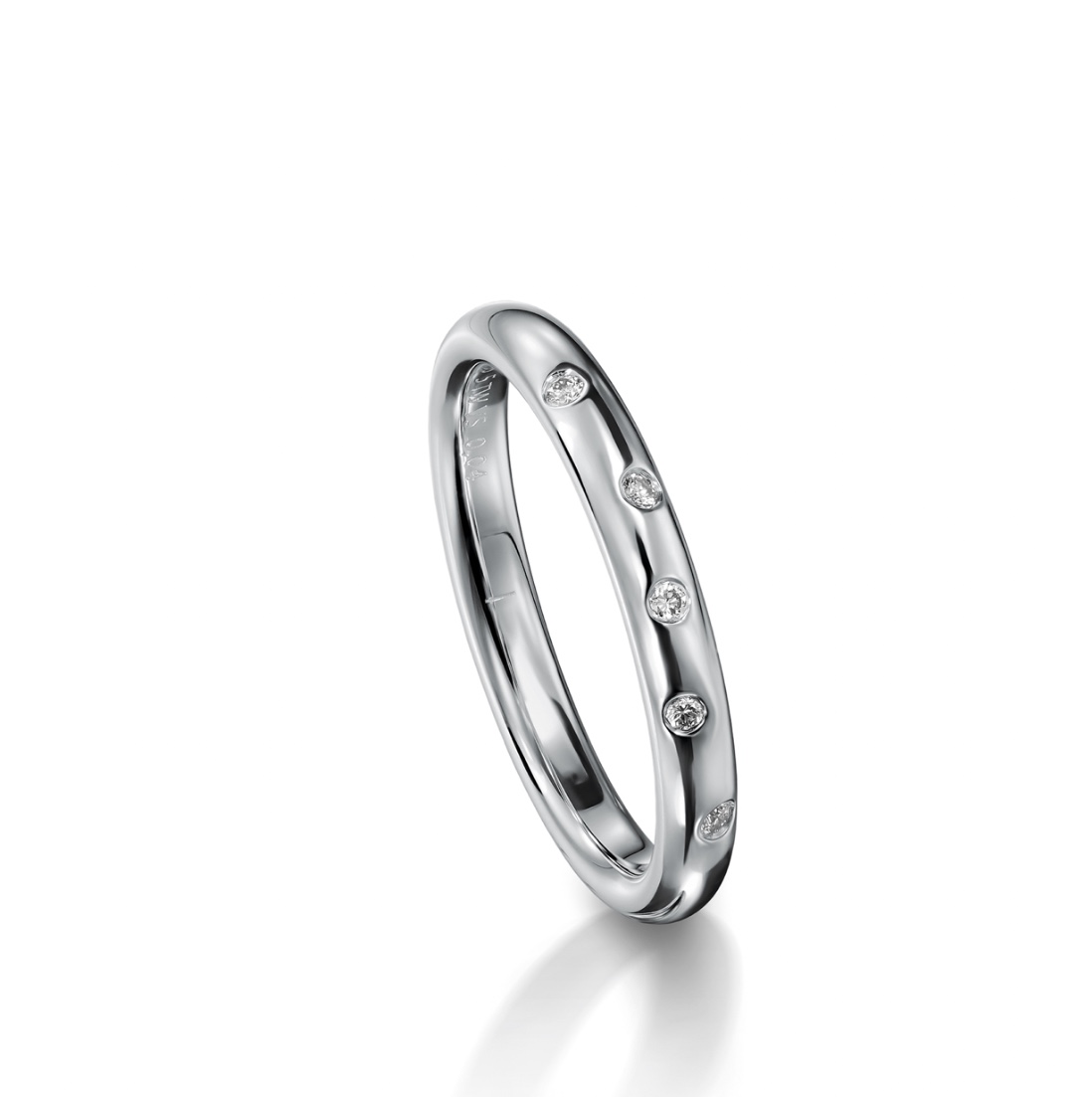 Обручальное кольцо с бриллиантами(0,04 ct.) из платины