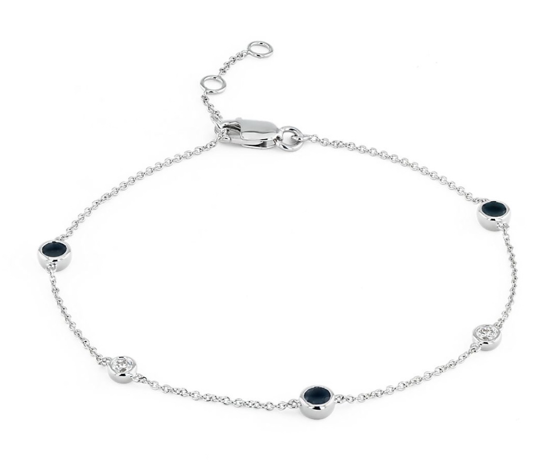 Браслет с сапфирами(0,30 ct.) и бриллиантами(0,10 ct.) из платины
