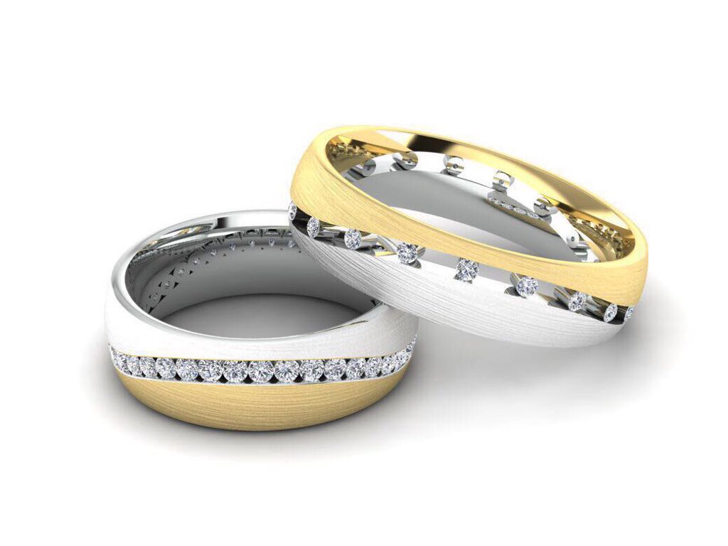 Обручальные кольца с бриллиантами(0,62 ct) из платины и золота 