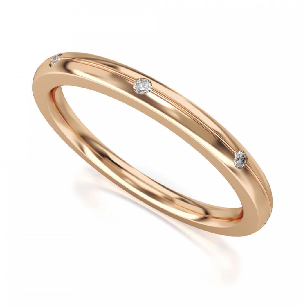 Обручальное кольцо с бриллиантами(0,08 ct) из золота