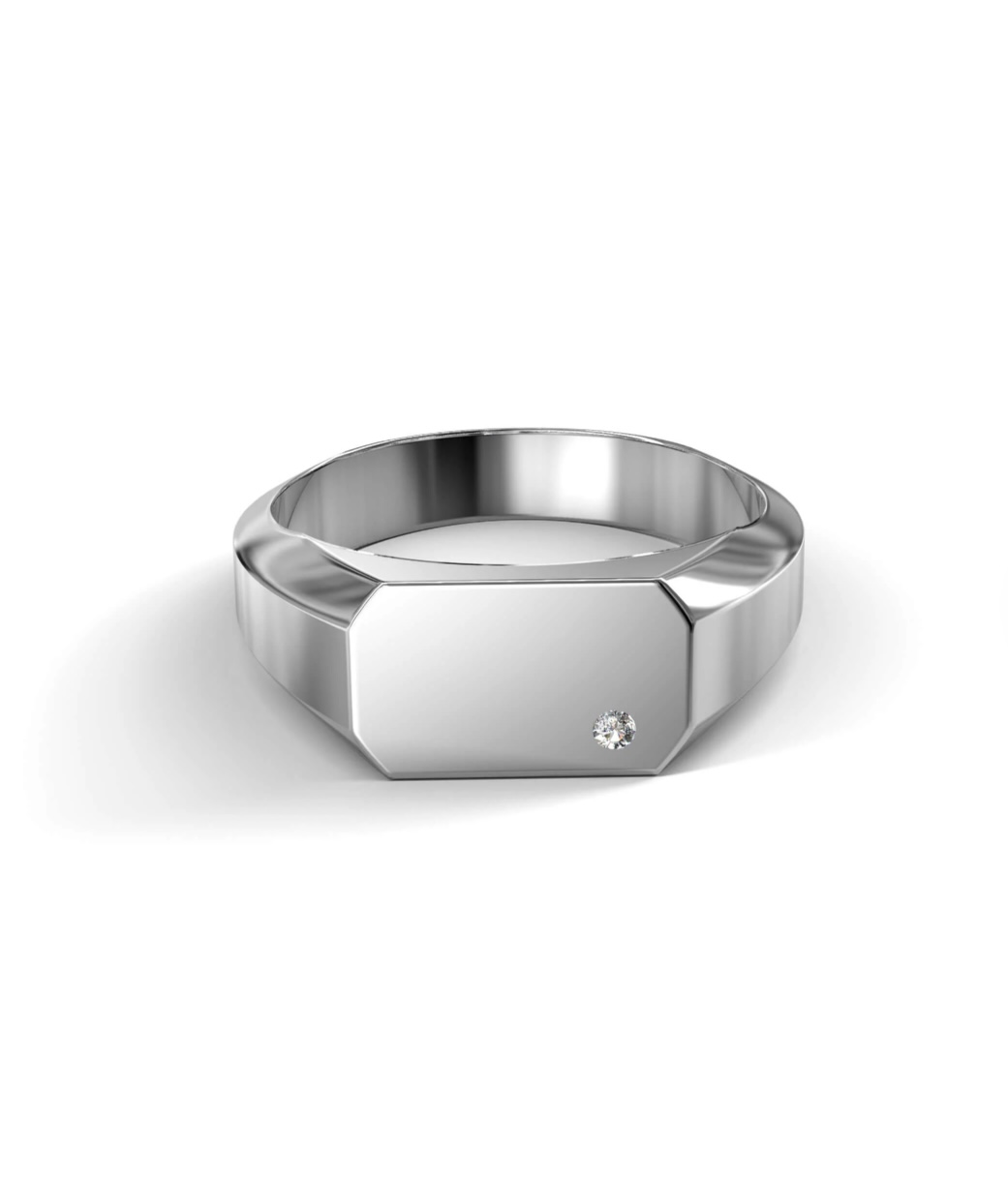 Мужское кольцо с бриллиантом(0,013 ct.) из палладия 950 пробы