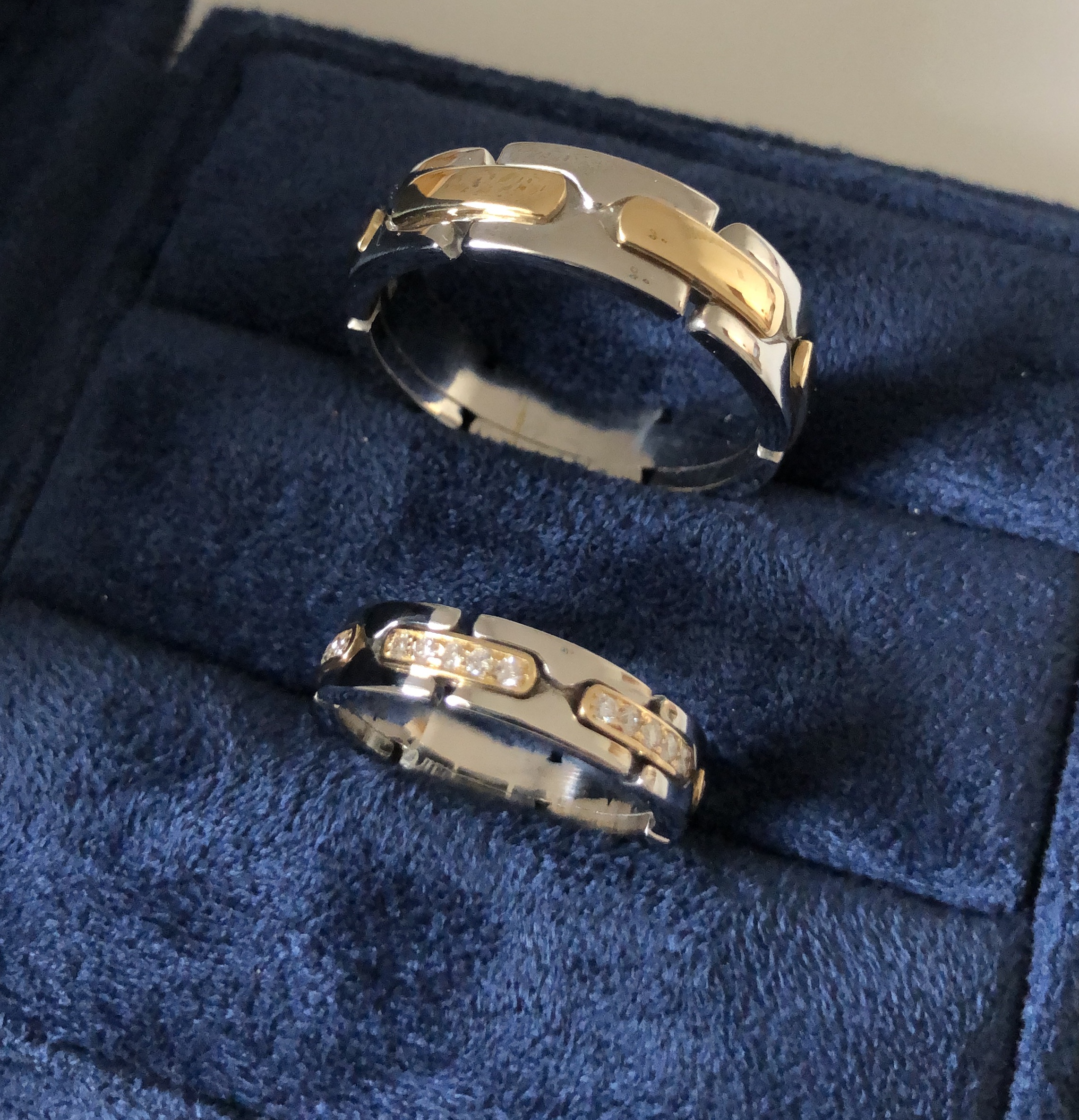 Обручальные кольца с бриллиантами(0,40 ct.) из платины и красного золота