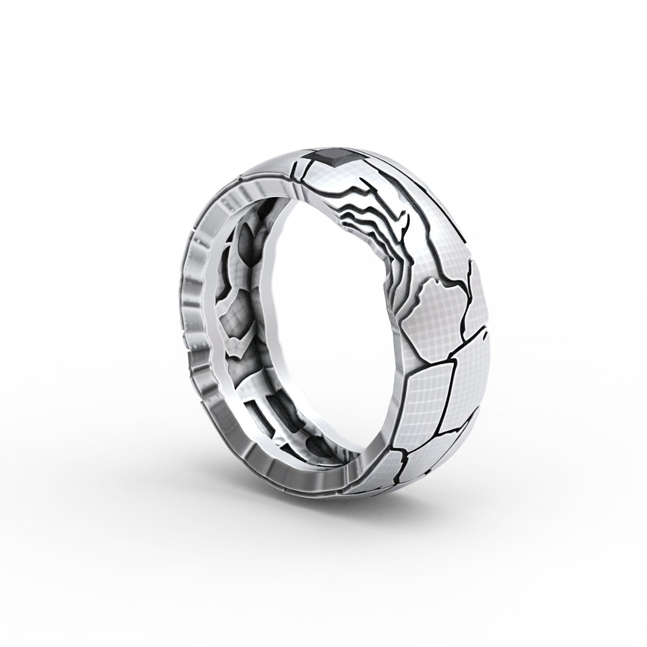 Мужское кольцо с черным бриллиантом(0,70 ct.) из палладия 850 пробы