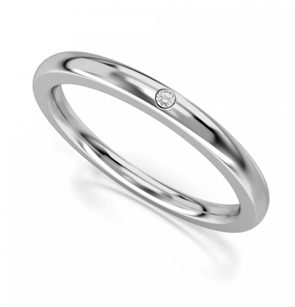 Обручальное кольцо с бриллиантом(0,01 ct) из платины 