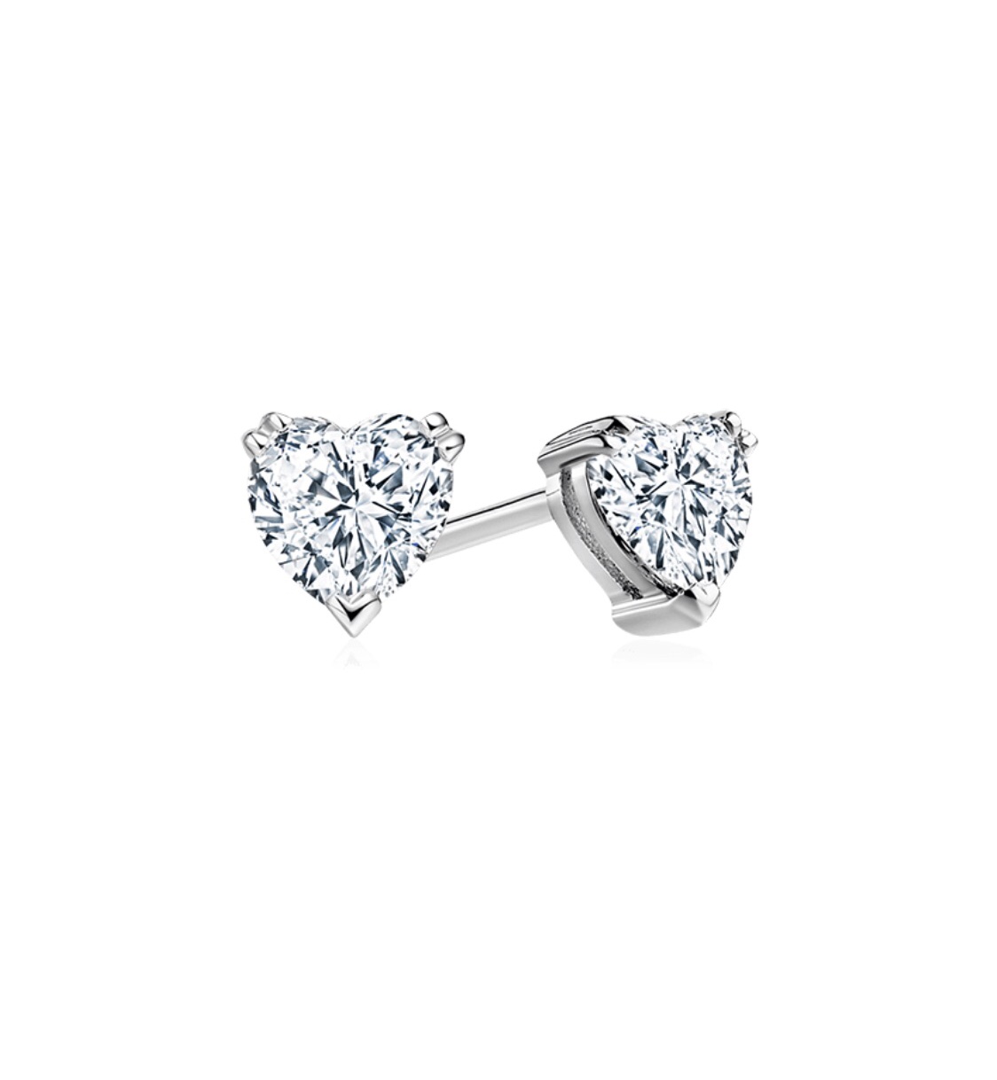 Серьги пусеты с бриллиантами огранки "Сердце"(1,0 ct.) из платины 950 пробы