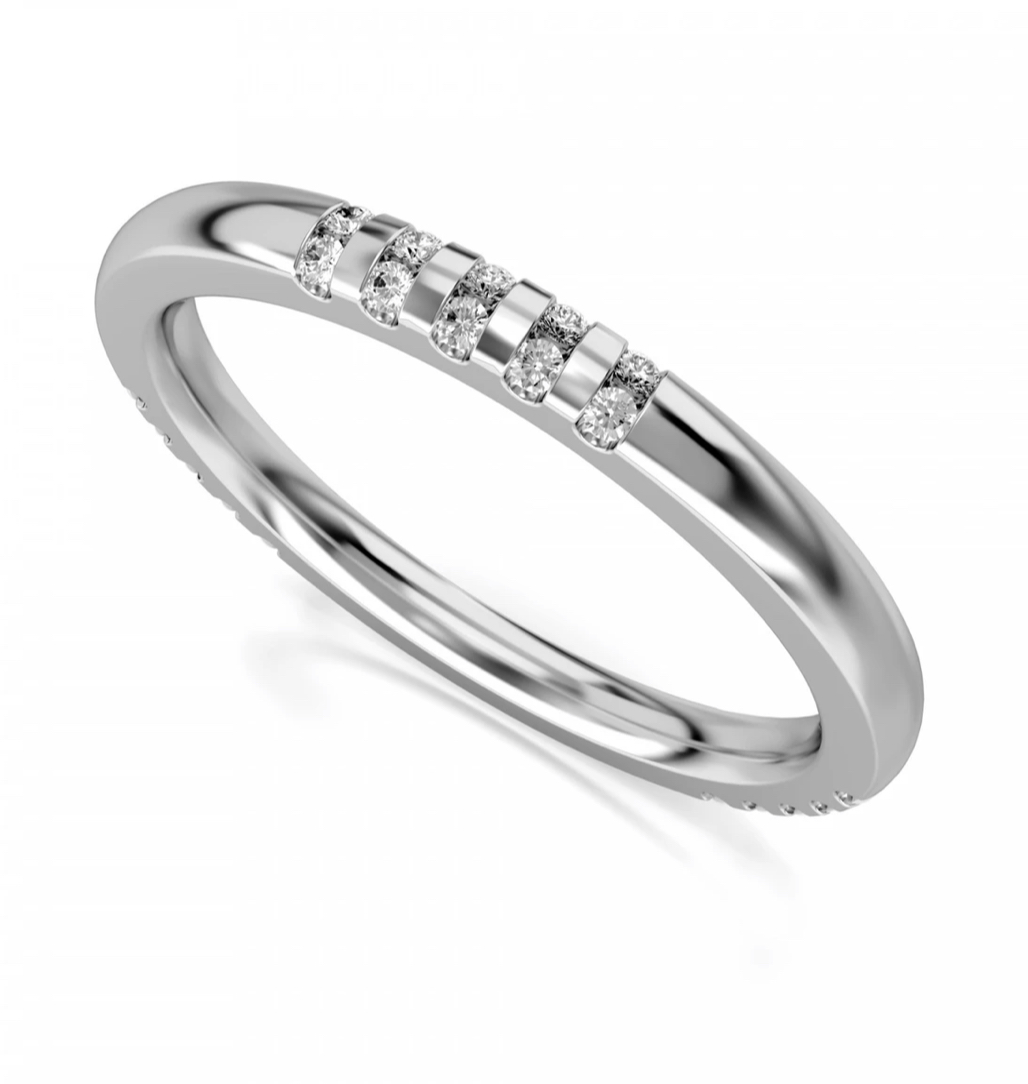 Обручальное кольцо с бриллиантами(0,08 ct.) из платины 950 пробы