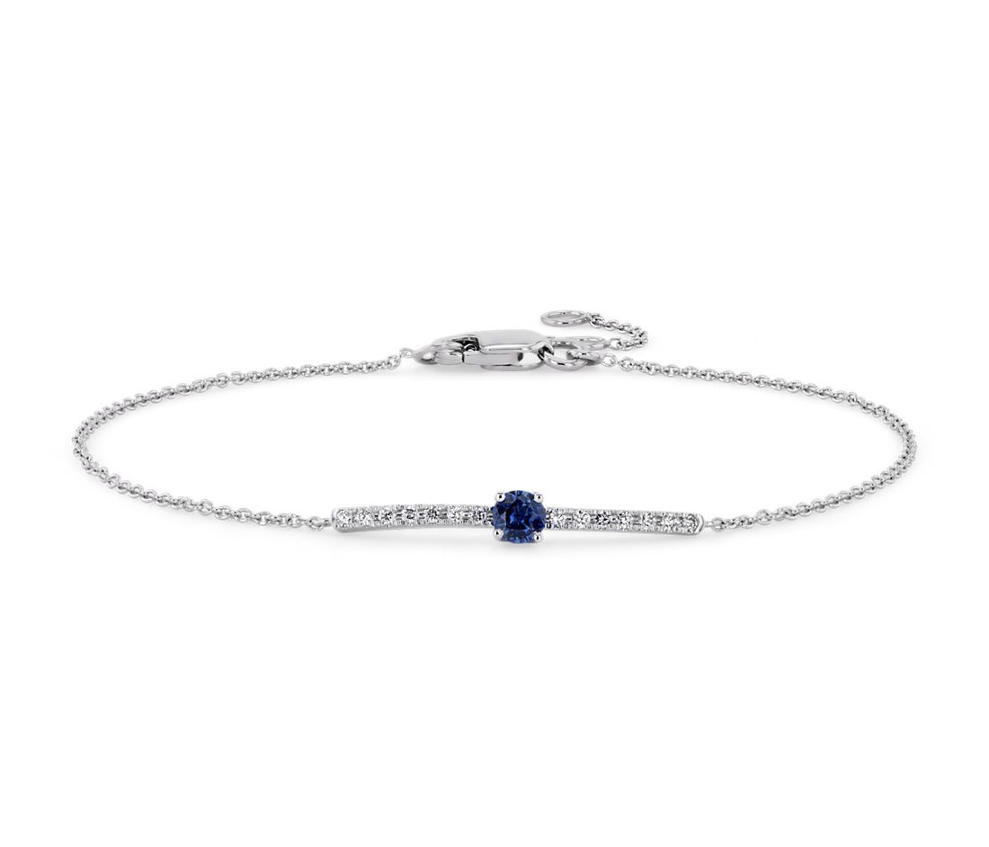 Браслет с сапфиром(0,10 ct.) и бриллиантами(0,06 ct.) из платины