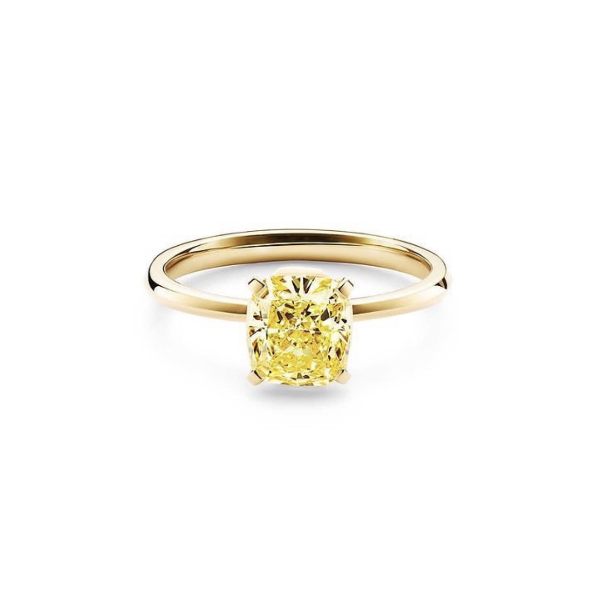 Кольцо с жёлтым бриллиантом огранки «Кушон»(0,50 ct.) из золота 750