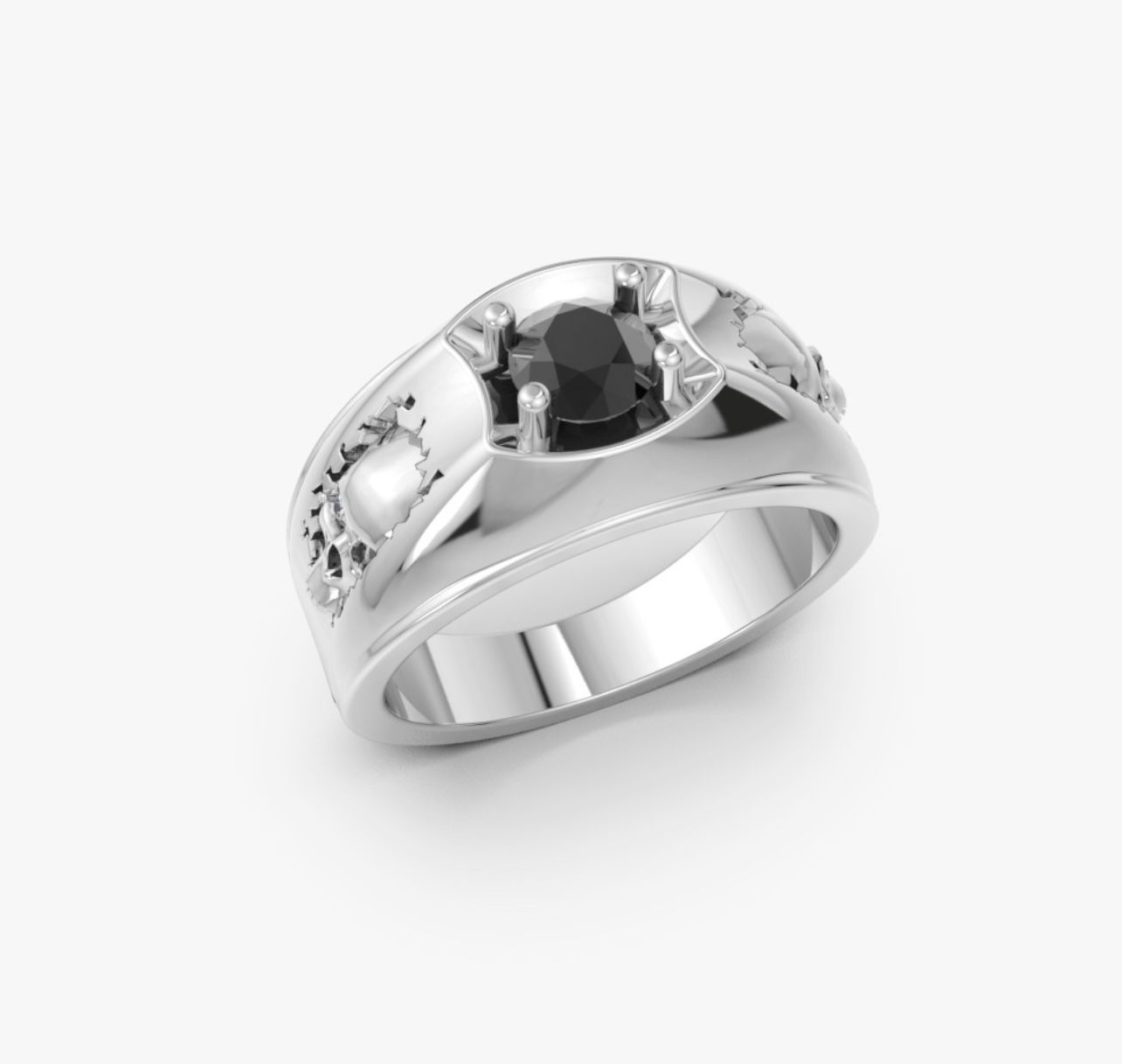 Мужское кольцо с чёрным бриллиантом (0,90 ct.) из платины 950 пробы