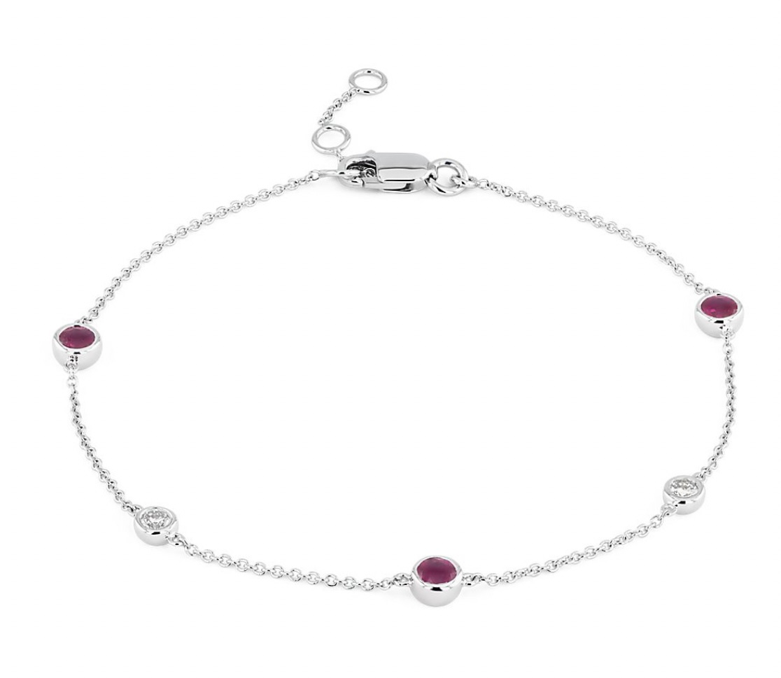 Браслет с рубинами(0,30 ct.) и бриллиантами(0,10 ct.) из платины