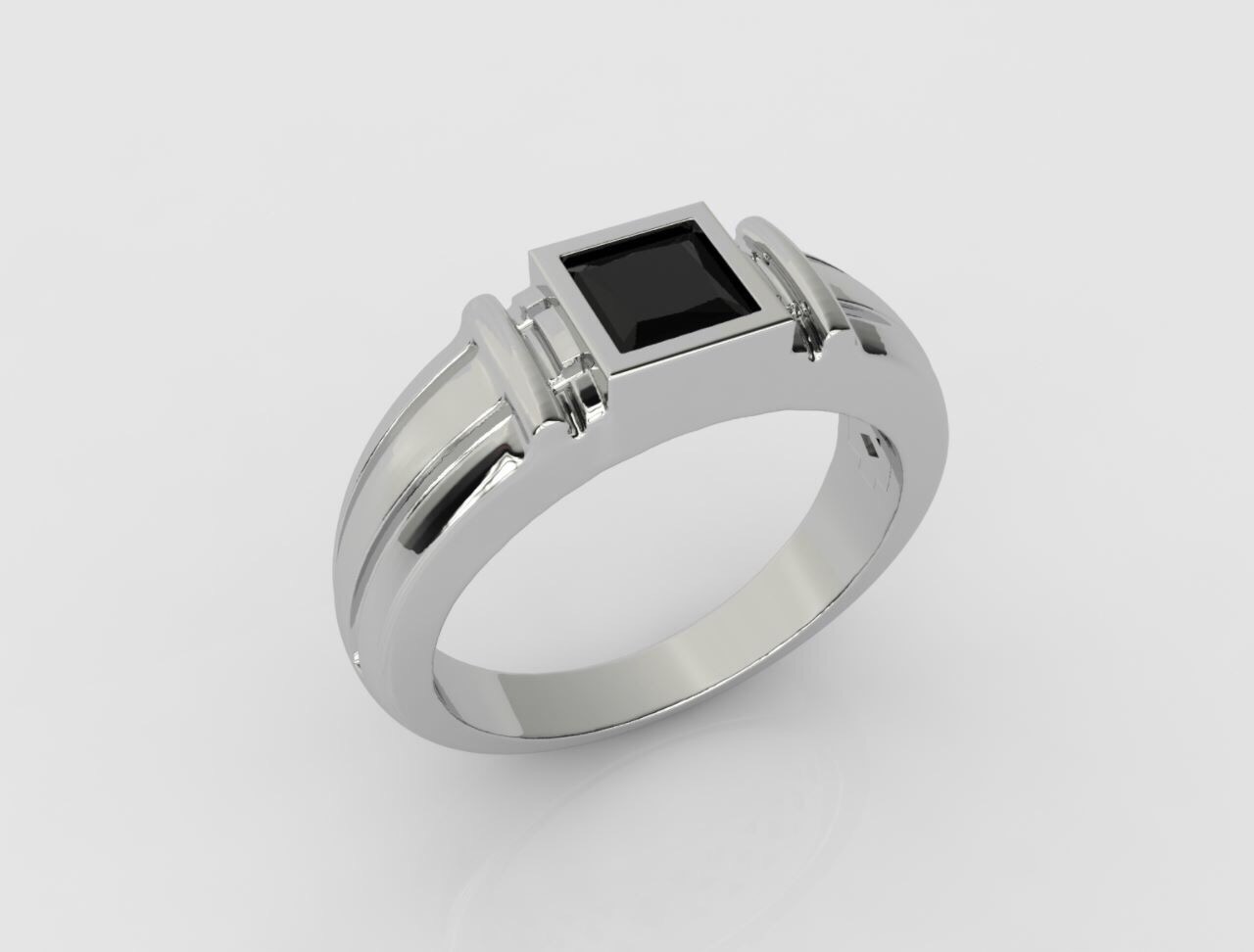 Мужской перстень с чёрным бриллиантом(0,60 ct.) из платины Купить в Москве