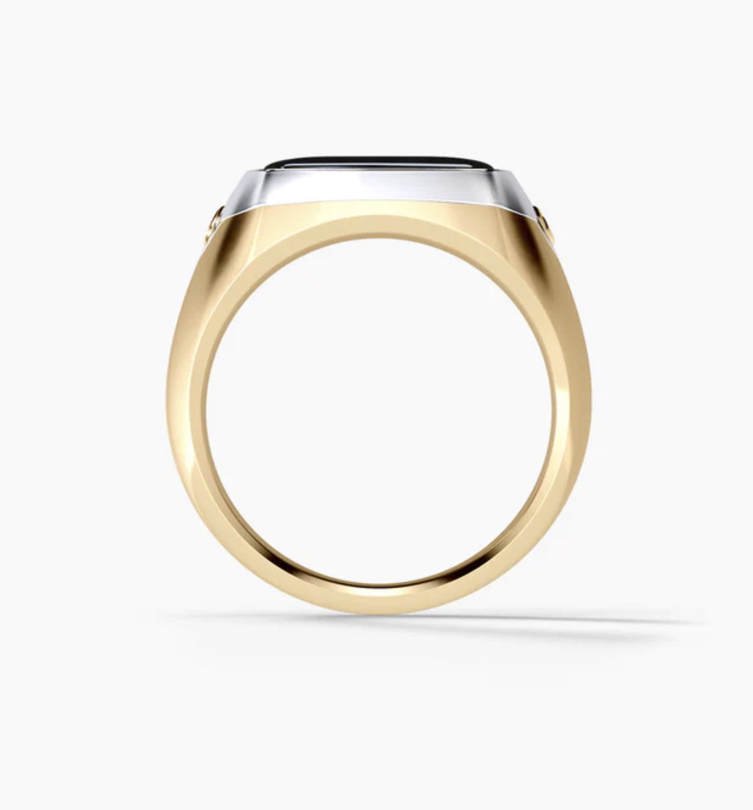 Мужское кольцо с ониксом из золота и платины 